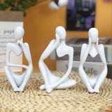 Maxbell Maxbell 3 Pieces Resin Abstract Thinker Figurine Table Ornament for Hotels Fireplace White