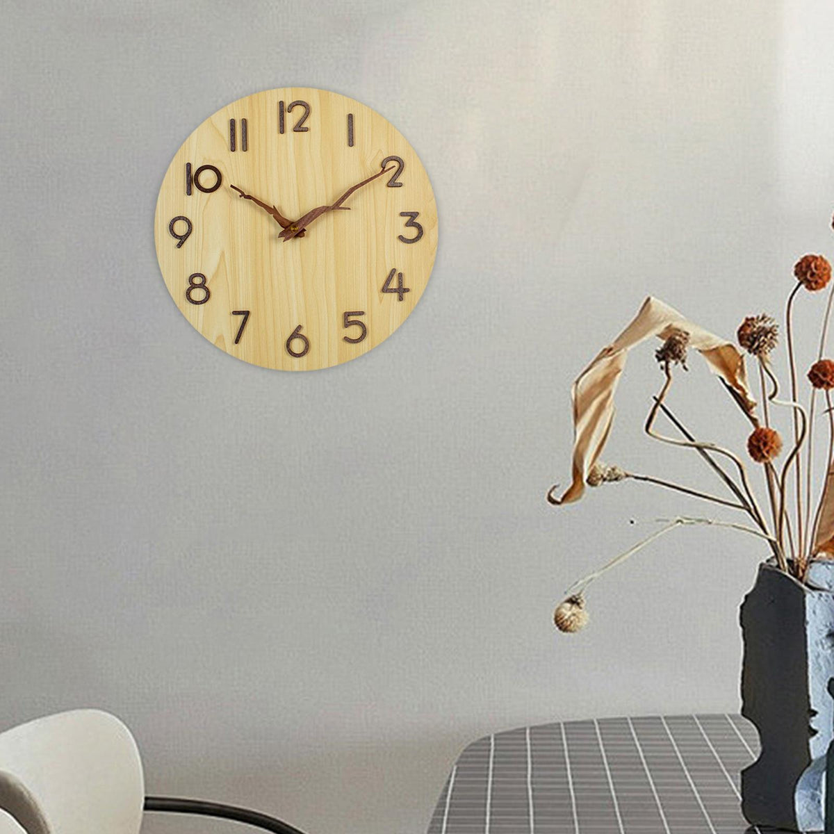 Maxbell Wood Wall Clock Modern Decorative Clock for Bathroom Dining Room Living Room