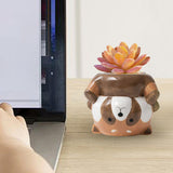 Maxbell Maxbell Animal Planter Flower Vase Shelf Farmhouse Display Office Pottery Plant Pot Raccoon9.7x8.7x8.1cm