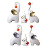 Maxbell Maxbell 3Pcs Elephant Sculptures Elephant Family Figurines for Hotel Desk TV Cabinet white golden
