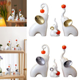 Maxbell Maxbell 3Pcs Elephant Sculptures Elephant Family Figurines for Hotel Desk TV Cabinet white golden