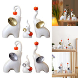 Maxbell Maxbell 3Pcs Elephant Sculptures Elephant Family Figurines for Hotel Desk TV Cabinet white golden