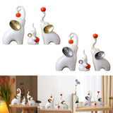 Maxbell Maxbell 3Pcs Elephant Sculptures Elephant Family Figurines for Hotel Desk TV Cabinet white golden