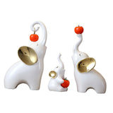 Maxbell Maxbell 3Pcs Elephant Sculptures Elephant Family Figurines for Hotel Desk TV Cabinet white golden