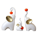 Maxbell Maxbell 3Pcs Elephant Sculptures Elephant Family Figurines for Hotel Desk TV Cabinet white golden
