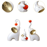 Maxbell Maxbell 3Pcs Elephant Sculptures Elephant Family Figurines for Hotel Desk TV Cabinet white golden