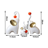 Maxbell Maxbell 3Pcs Elephant Sculptures Elephant Family Figurines for Hotel Desk TV Cabinet white golden
