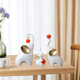 Maxbell Maxbell 3Pcs Elephant Sculptures Elephant Family Figurines for Hotel Desk TV Cabinet white golden