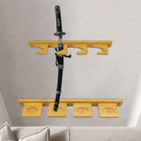 Sword Display Stand Wall Mounted Wall Decor for Wakizashi Sword Fishing Rods 4 Holes