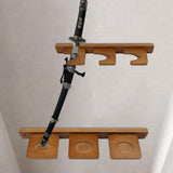 Wall Mount Sword Holder Tanto Flute Storage Rack Vertical Display Decorative 3 Slots