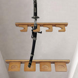 Wall Mount Sword Holder Tanto Flute Storage Rack Vertical Display Decorative 4 Slots