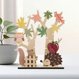 Fall Thanksgiving Wood Tree Ornament Wood for Door Yard Living Room Festival Style C