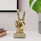 Maxbell Funny Finger Gesture Statue Desk Decoration for Fireplace Tabletop Farmhouse Peace Gold