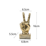 Maxbell Funny Finger Gesture Statue Desk Decoration for Fireplace Tabletop Farmhouse Peace Gold