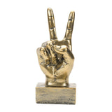 Maxbell Funny Finger Gesture Statue Desk Decoration for Fireplace Tabletop Farmhouse Peace Gold