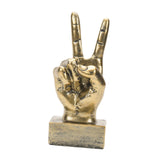 Maxbell Funny Finger Gesture Statue Desk Decoration for Fireplace Tabletop Farmhouse Peace Gold