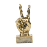 Maxbell Funny Finger Gesture Statue Desk Decoration for Fireplace Tabletop Farmhouse Peace Gold
