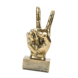 Maxbell Funny Finger Gesture Statue Desk Decoration for Fireplace Tabletop Farmhouse Peace Gold