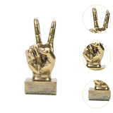 Maxbell Funny Finger Gesture Statue Desk Decoration for Fireplace Tabletop Farmhouse Peace Gold