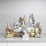 Maxbell Funny Finger Gesture Statue Desk Decoration for Fireplace Tabletop Farmhouse Peace Gold