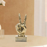 Maxbell Funny Finger Gesture Statue Desk Decoration for Fireplace Tabletop Farmhouse Peace Gold