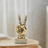 Maxbell Funny Finger Gesture Statue Desk Decoration for Fireplace Tabletop Farmhouse Peace Gold