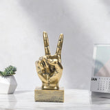 Maxbell Funny Finger Gesture Statue Desk Decoration for Fireplace Tabletop Farmhouse Peace Gold