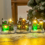 Maxbell Lighted up Christmas Village House Xmas Winter Decors LED Light Snow Village Style B