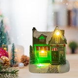 Maxbell Lighted up Christmas Village House Xmas Winter Decors LED Light Snow Village Style B