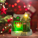 Maxbell Lighted up Christmas Village House Xmas Winter Decors LED Light Snow Village Style B