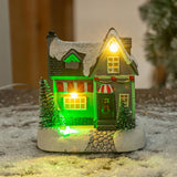 Maxbell Lighted up Christmas Village House Xmas Winter Decors LED Light Snow Village Style B