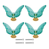 Maxbell 4 Pieces Cabinet Handles Butterfly Design Cabinet Knobs for Dresser Cupboard Green