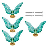 Maxbell 4 Pieces Cabinet Handles Butterfly Design Cabinet Knobs for Dresser Cupboard Green