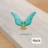 Maxbell 4 Pieces Cabinet Handles Butterfly Design Cabinet Knobs for Dresser Cupboard Green