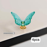 Maxbell 4 Pieces Cabinet Handles Butterfly Design Cabinet Knobs for Dresser Cupboard Green