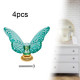 Maxbell 4 Pieces Cabinet Handles Butterfly Design Cabinet Knobs for Dresser Cupboard Green