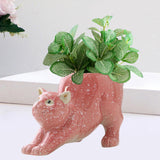 Cat Statue Planter Versatile Cactus Art Crafts Cartoon Flower Pot Home Decor Pink