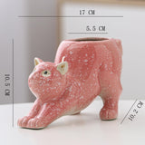 Cat Statue Planter Versatile Cactus Art Crafts Cartoon Flower Pot Home Decor Pink