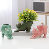 Cat Statue Planter Versatile Cactus Art Crafts Cartoon Flower Pot Home Decor Pink