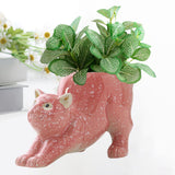 Cat Statue Planter Versatile Cactus Art Crafts Cartoon Flower Pot Home Decor Pink