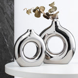 Porcelain Flower Vase Ideal Gift Decorative Vase for Tabletop Bedroom Indoor L