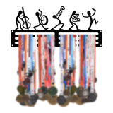 Wall Mount Medal Hanger Display Rack Black for Lounge, Gymnasium with 3 Rows Style B