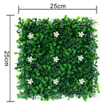Artificial Plant Wall Panel Fake Greenery Backdrop for Garden Indoor Outdoor Green White