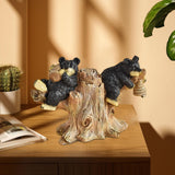 Black Bear Statue Tabletop Ornament for Office Table Centerpiece Living Room Style B