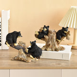 Black Bear Statue Tabletop Ornament for Office Table Centerpiece Living Room Style B
