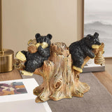Black Bear Statue Tabletop Ornament for Office Table Centerpiece Living Room Style B