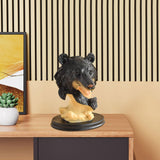 Black Bear Statue Tabletop Ornament for Office Table Centerpiece Living Room Style F