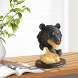 Black Bear Statue Tabletop Ornament for Office Table Centerpiece Living Room Style F