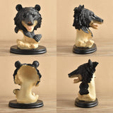Black Bear Statue Tabletop Ornament for Office Table Centerpiece Living Room Style F