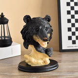 Black Bear Statue Tabletop Ornament for Office Table Centerpiece Living Room Style F